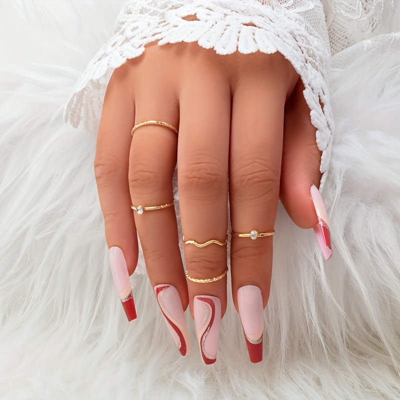 TEMU 5pcs/set Spinner Rings Boho Stack Plain Silvery Knuckle Jewelry, Everyday Rings, Minimalist Rings, Goldplated Rings, Lightweight Rings, Set,
