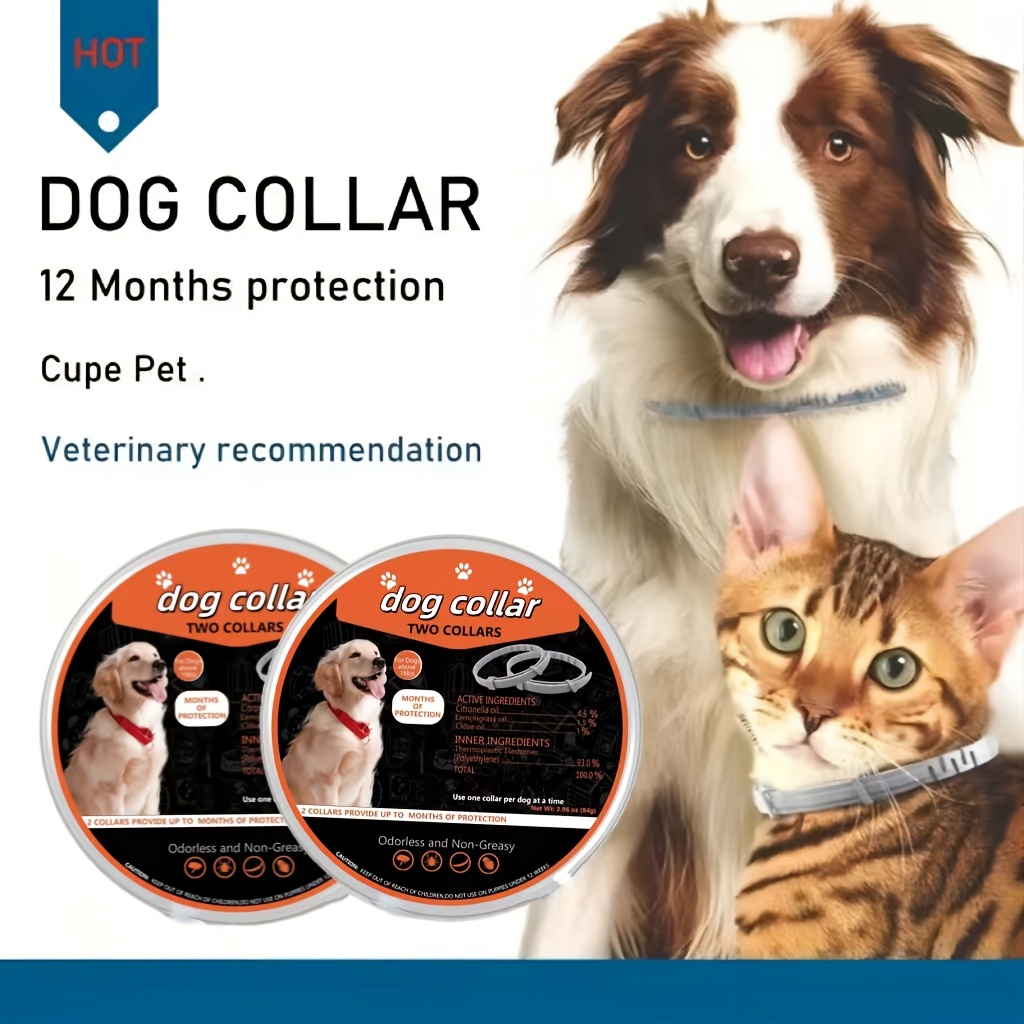 

2pcs And Therapeutic Dog Collars Veterinarians, With Built-in Plant Essence Formula, Canine Hazards, Canine Veterinarians, Dogs In , Protection Lasts Up To 12 Months, Adjustable Length, Waterproof