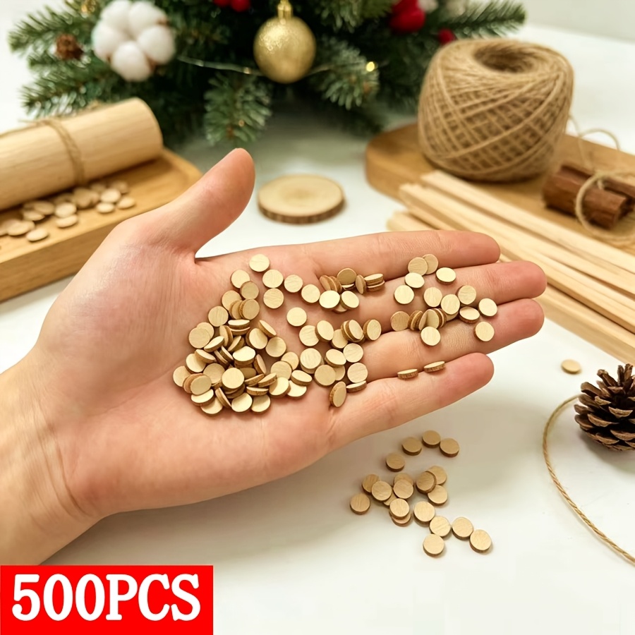 TEMU 500pcs Wood Mini Round Wood Suitable For Diy Crafts, Miniature Garden Decorations, Rustic Cottage Party Centerpieces, Christmas New Year Gifts,