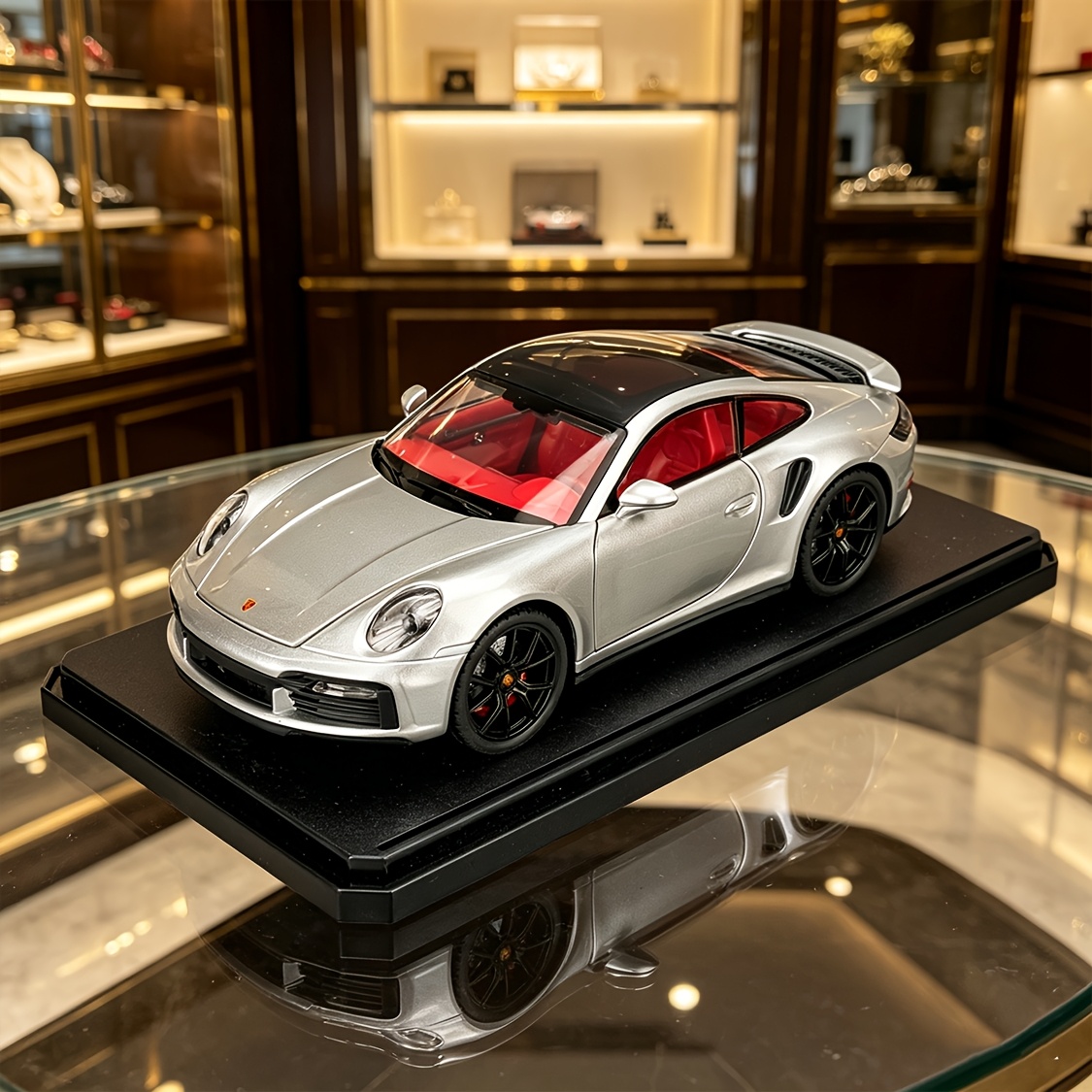 Image of 1:24 Scale 911 Simulation Sports Car Model, Alloy Collectible Diecast Car With Base, Openable Doors Detailed Replica, Home Office Desktop Decoration, Ideal Gift For Birthday Housewarming Festival