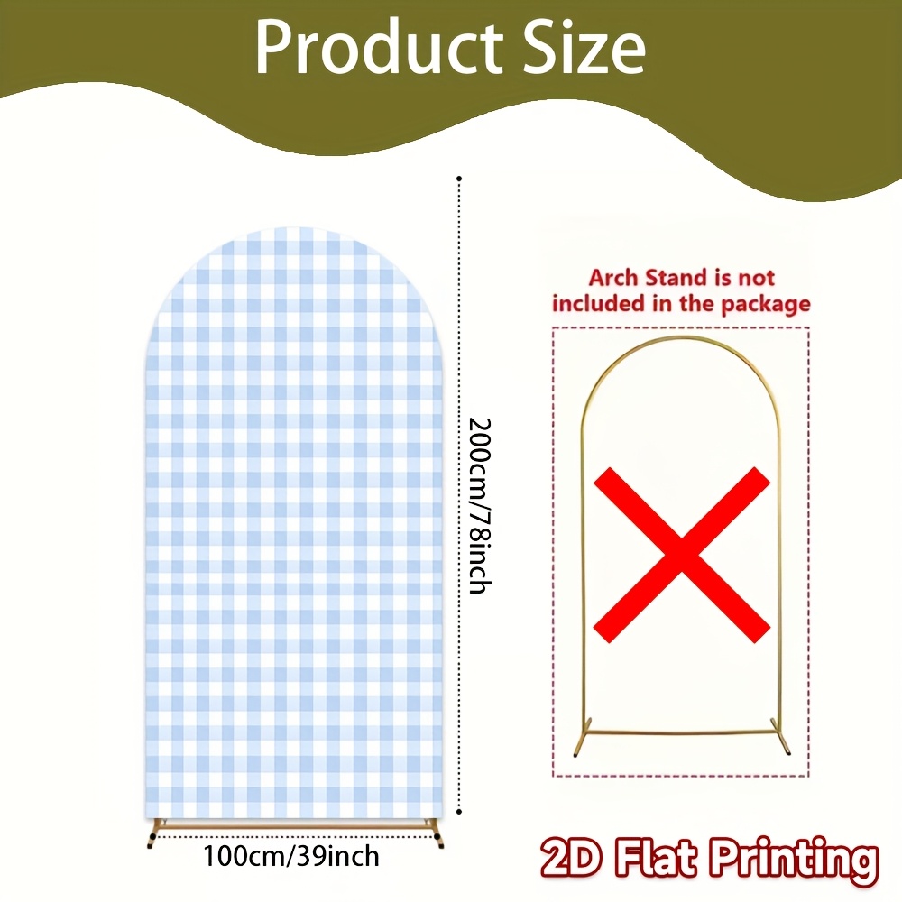 TEMU 2d Flat,, 1pc Arch Backdrop Cover Gingham Checkered Arch Cover, Single-sided 2d Flat Not 3d, (arch Stand Not Included, No Electricity Needed)