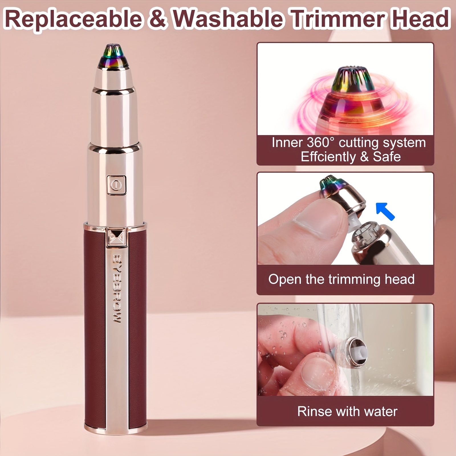 a 2 in 1 electric eyebrow and nose hair trimmer rechargeable via usb multifunctional hair removal tool professional automatic eyebrow pencil lipstick   holiday gift for women back to school present Product details 0