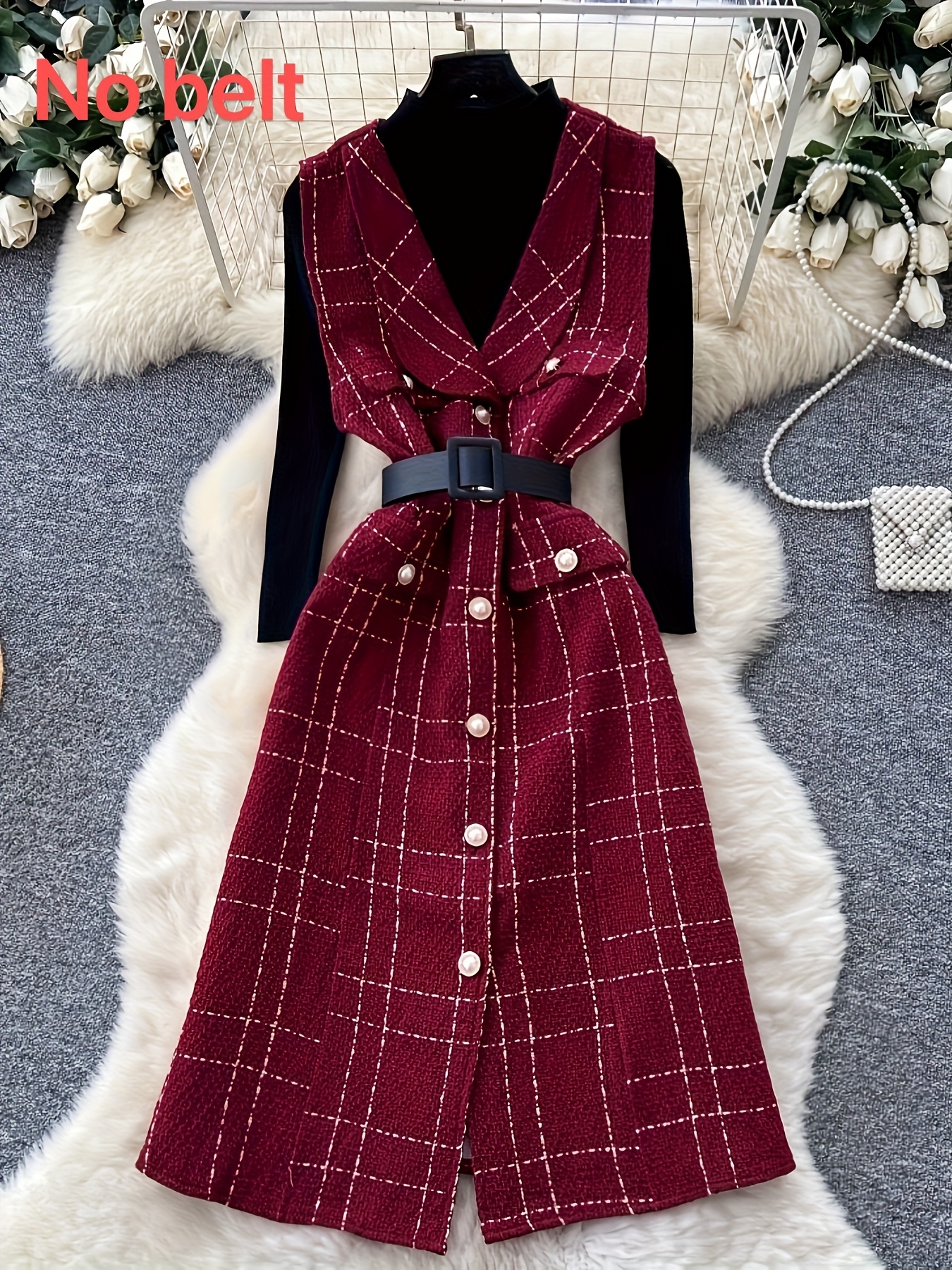french burgundy sleeveless vest dress