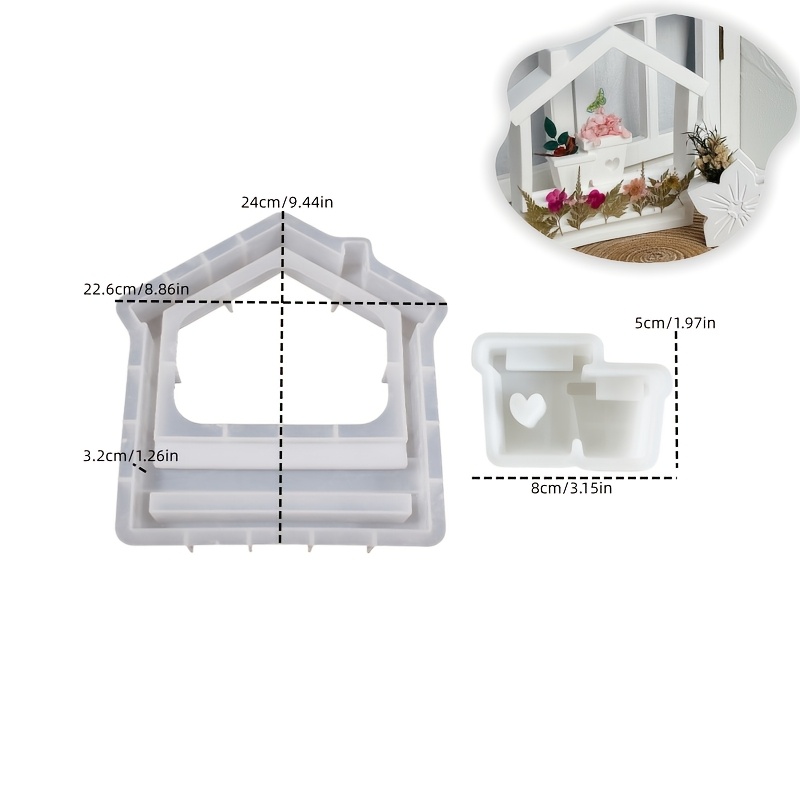 Image of Resin Casting Molds 2pcs/set Home Frame Epoxy Mold Mini Flower Planter Silicone Mould Handmade Gypsum Plaster House Stand Ornament Small Flowerpot Mold Home Decor Making Supplies