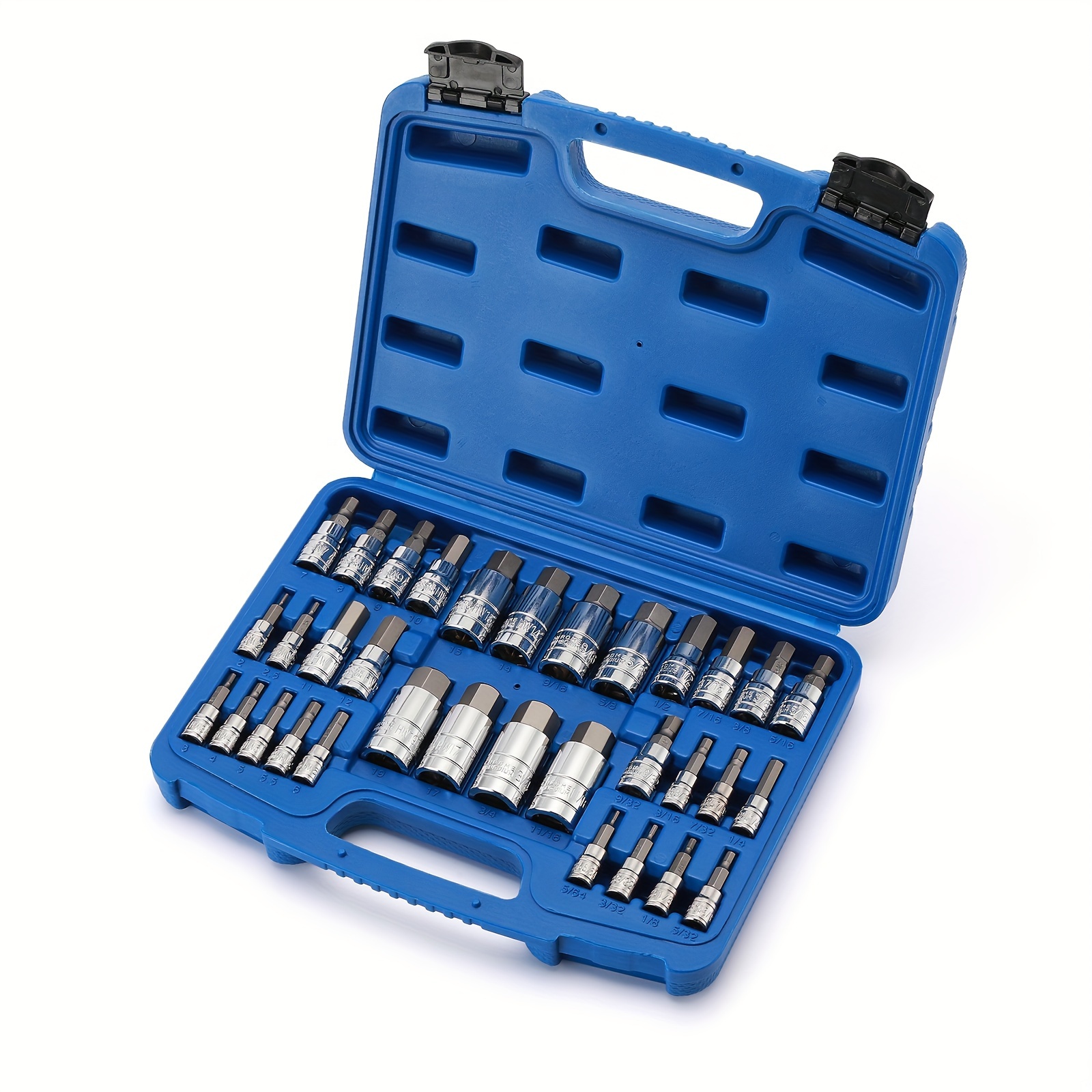 

33 Piece Master Hex Bit Socket Set, S2 Steel, Sae And Metric, Allen Socket Bit, 5/64-inch To 3/4-inch, 2mm To 19mm Socket Tool Kit