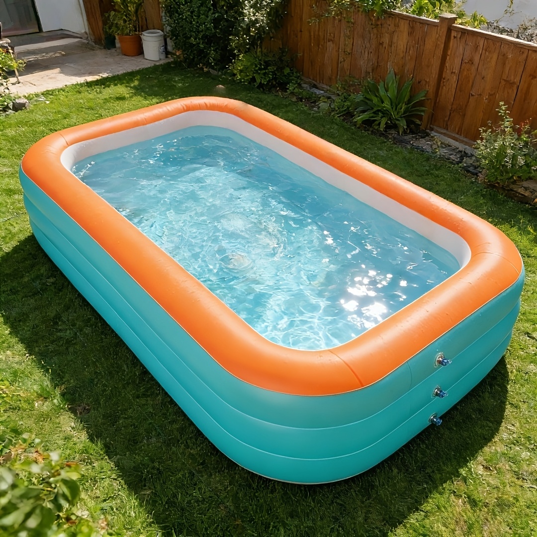 1pc   layer pvc inflatable swimming pool large inflatable pool with leak proof seal portable and foldable design for indoor outdoor use suitable for lawns or patios essential for summer parties water activities family holiday parties