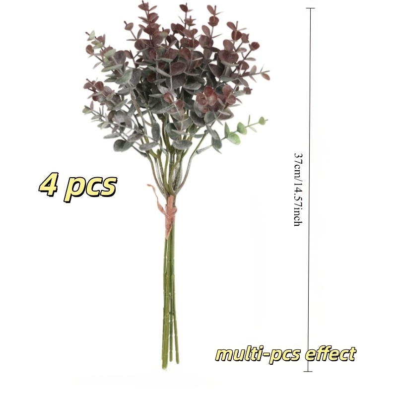 Image of 4 Elegant Artificial Purple Eucalyptus Branches, Fresh Room Dining Table Decoration, Countertop Decoration - Suitable For Indoor And Outdoor Use In - For Home, Office, Wedding