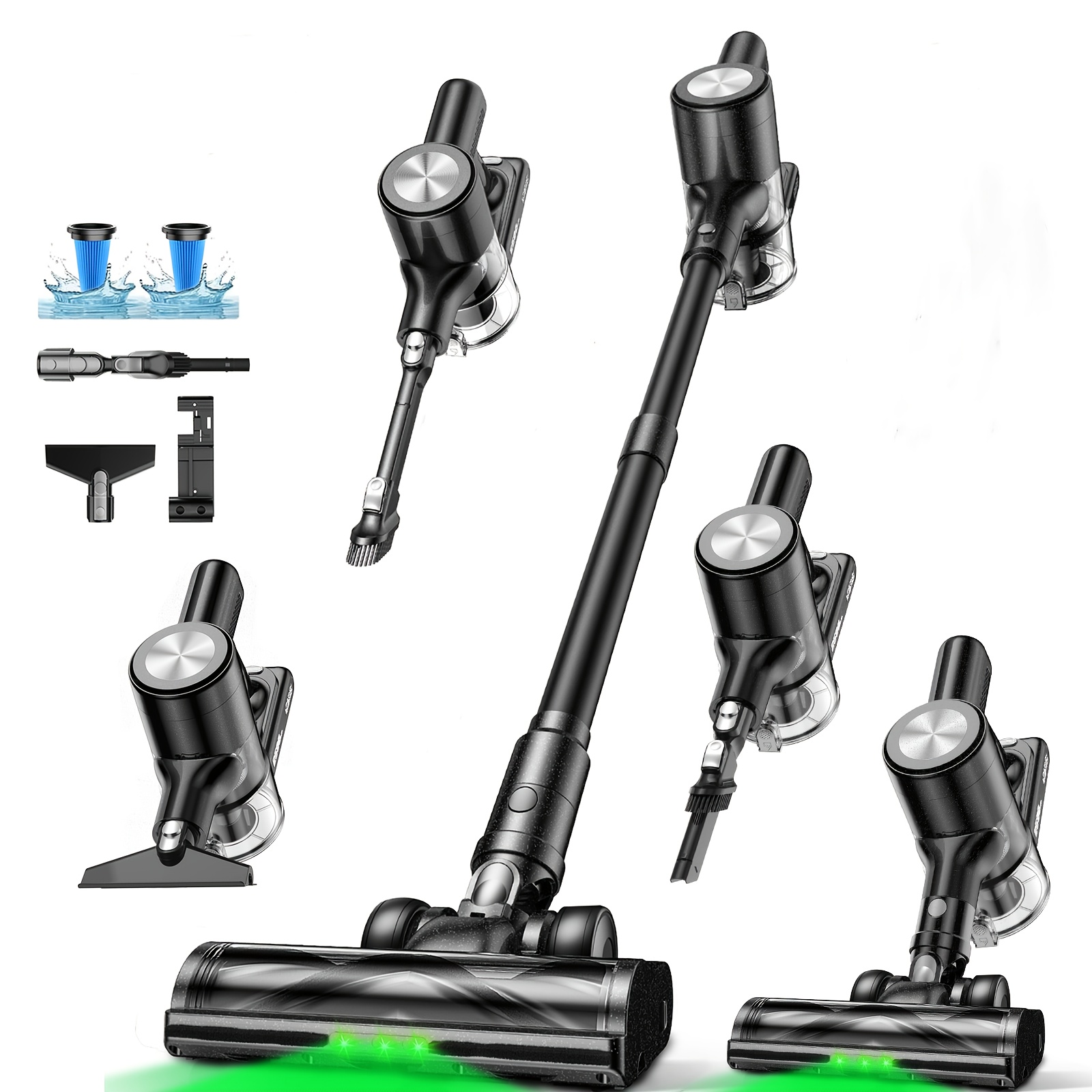 TEMU Multifunctional Wireless Self-standing Vacuum Cleaner, Lightweight Stick Vacuum Cleaner, With Green Light Anti- Floor Brush, 60-minute ,