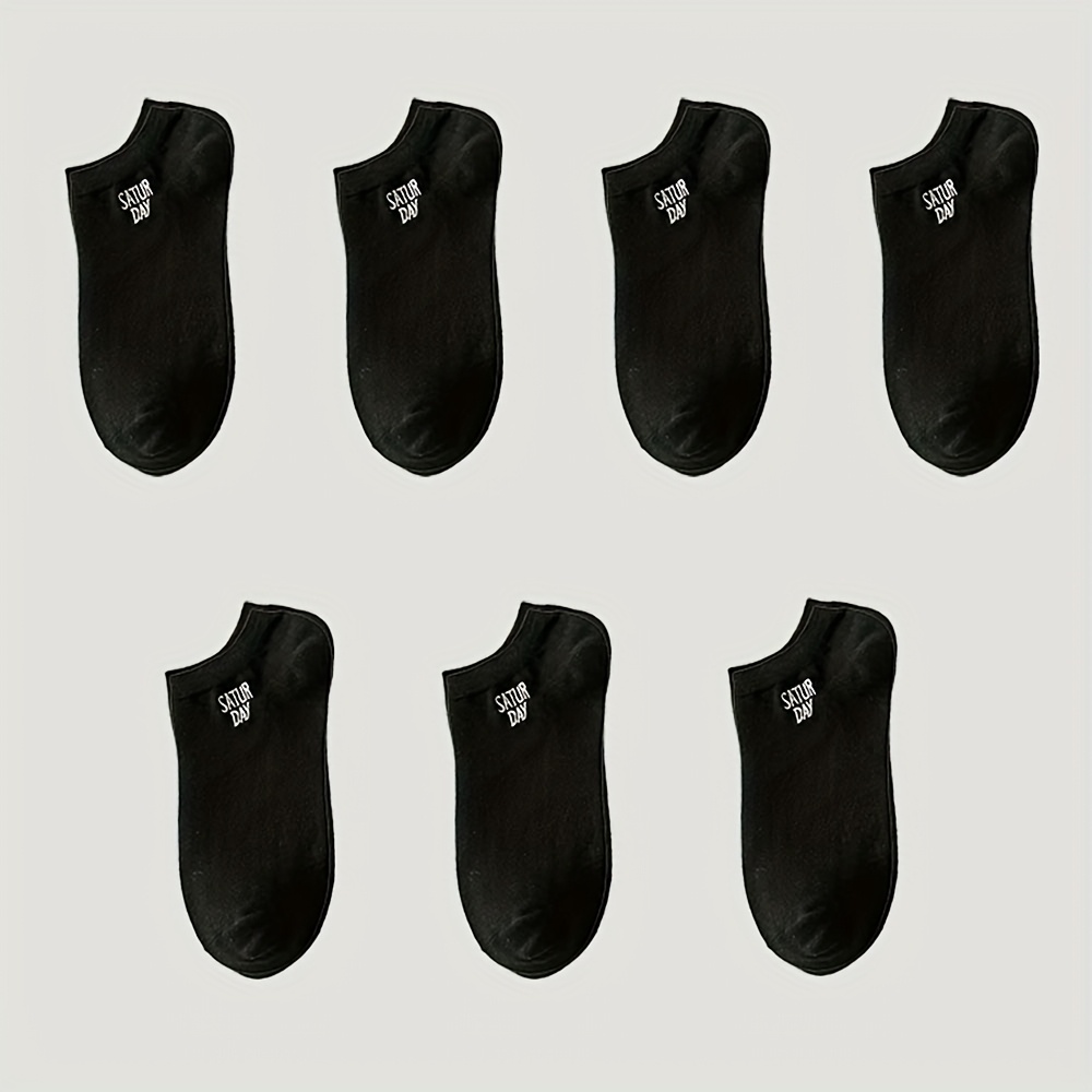 TEMU 7 Pairs Of Women's Socks, Printed Words, For A Week, Spring And Summer Thin High-elasticity Soft Breathable Socks