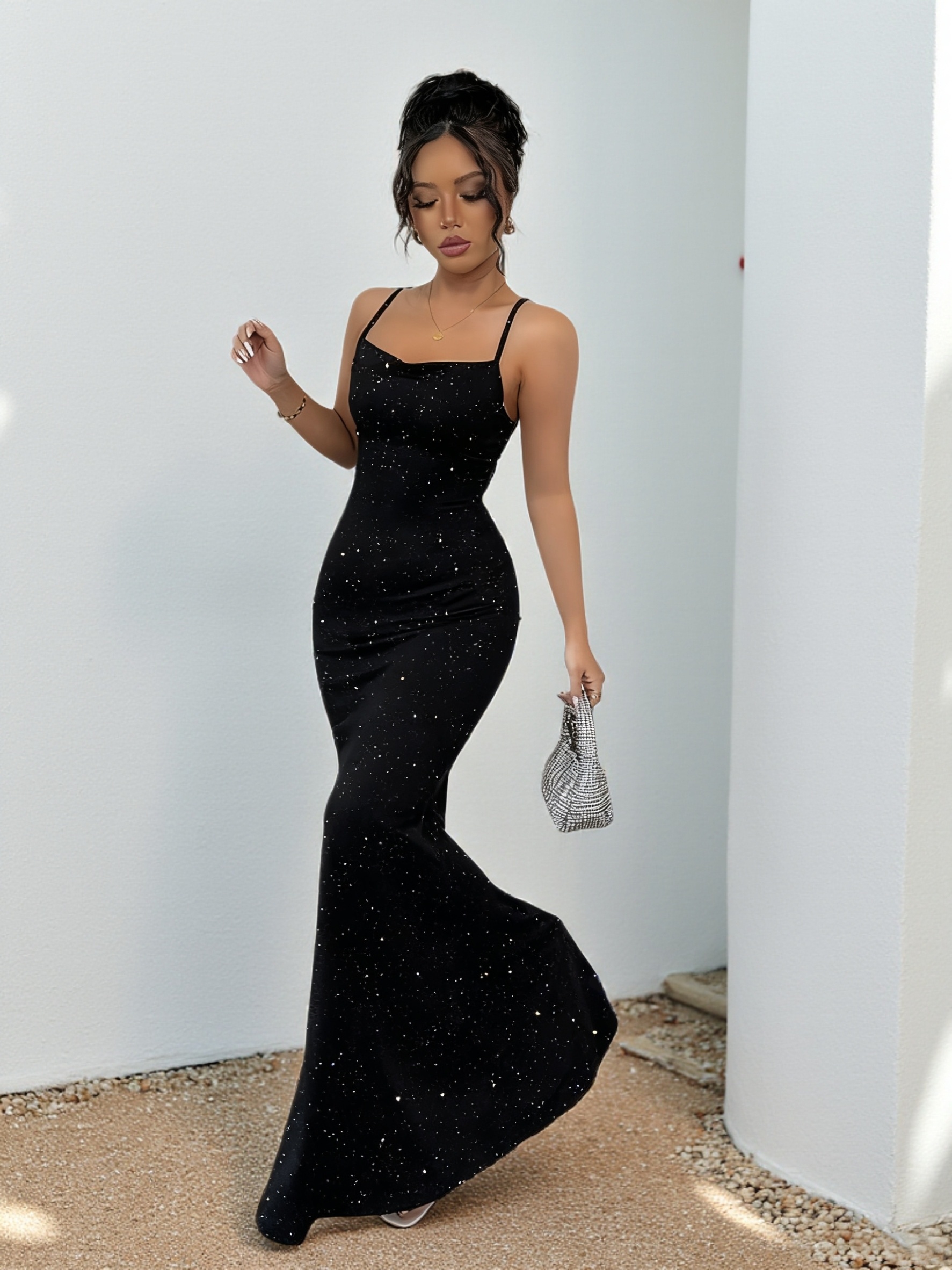 princess polly baby blue dress Black Glitter Dress - Strapless Maxi Dress - Sparkly Mermaid Maxi main image 0