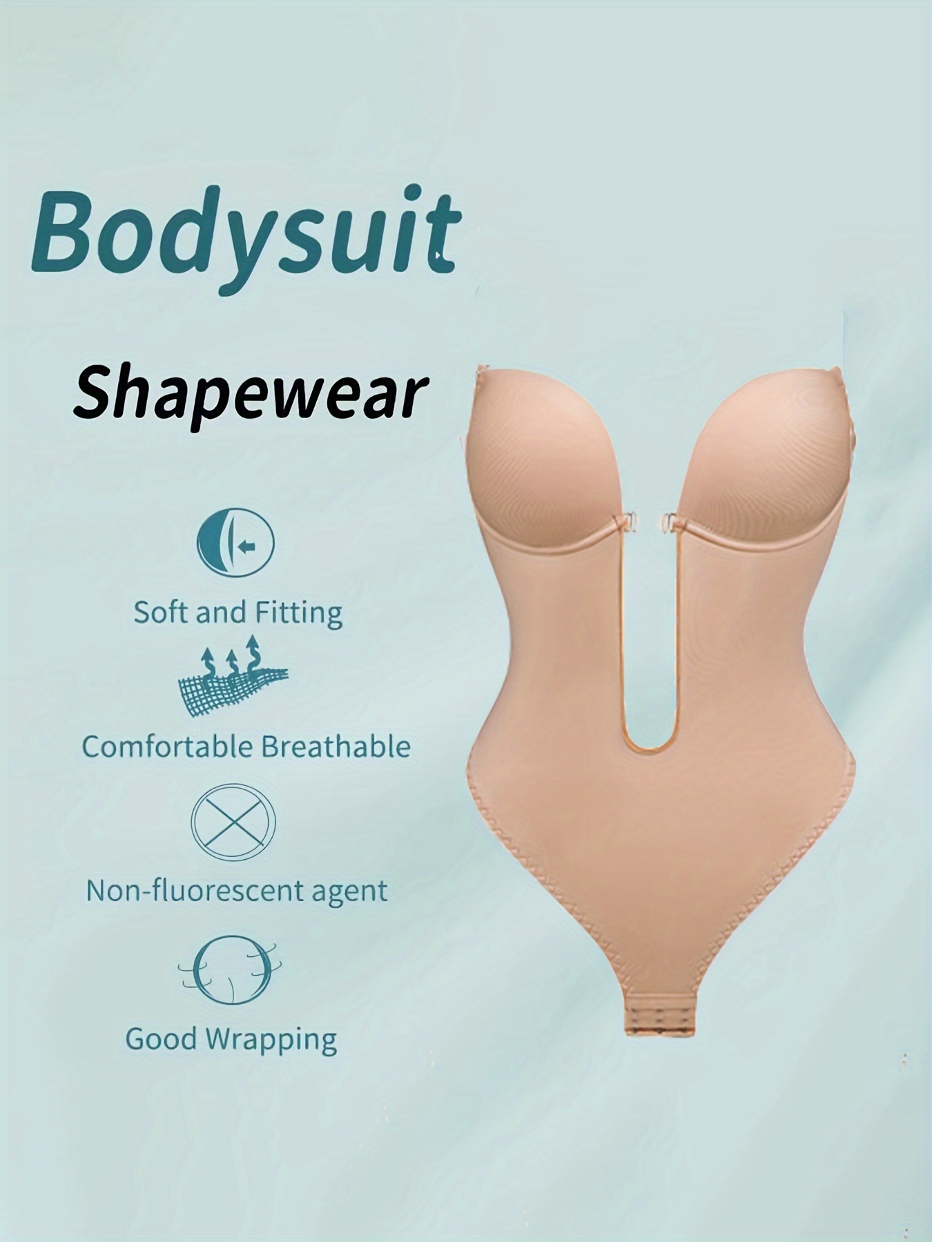 Solid Cut Slip Shaping Bodysuit Open Back Tummy Control - Temu