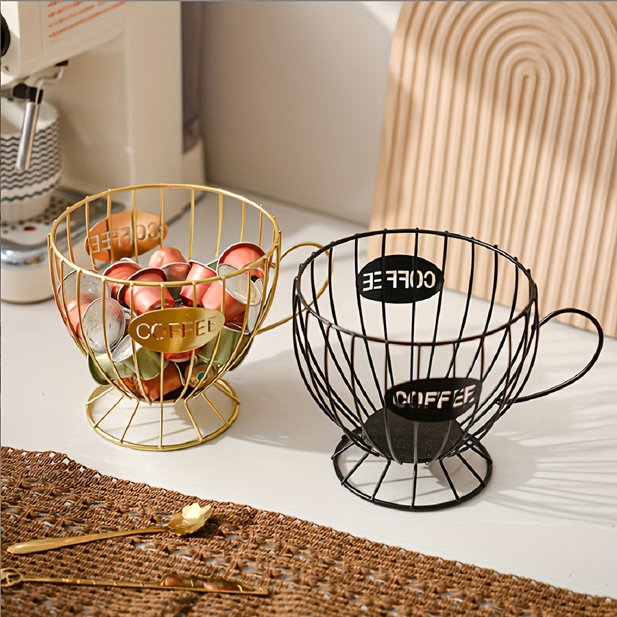 

Chic Black -style Coffee Pod Holder - Metal Snack & Candy Storage Rack For Home And Coffee Bar Display