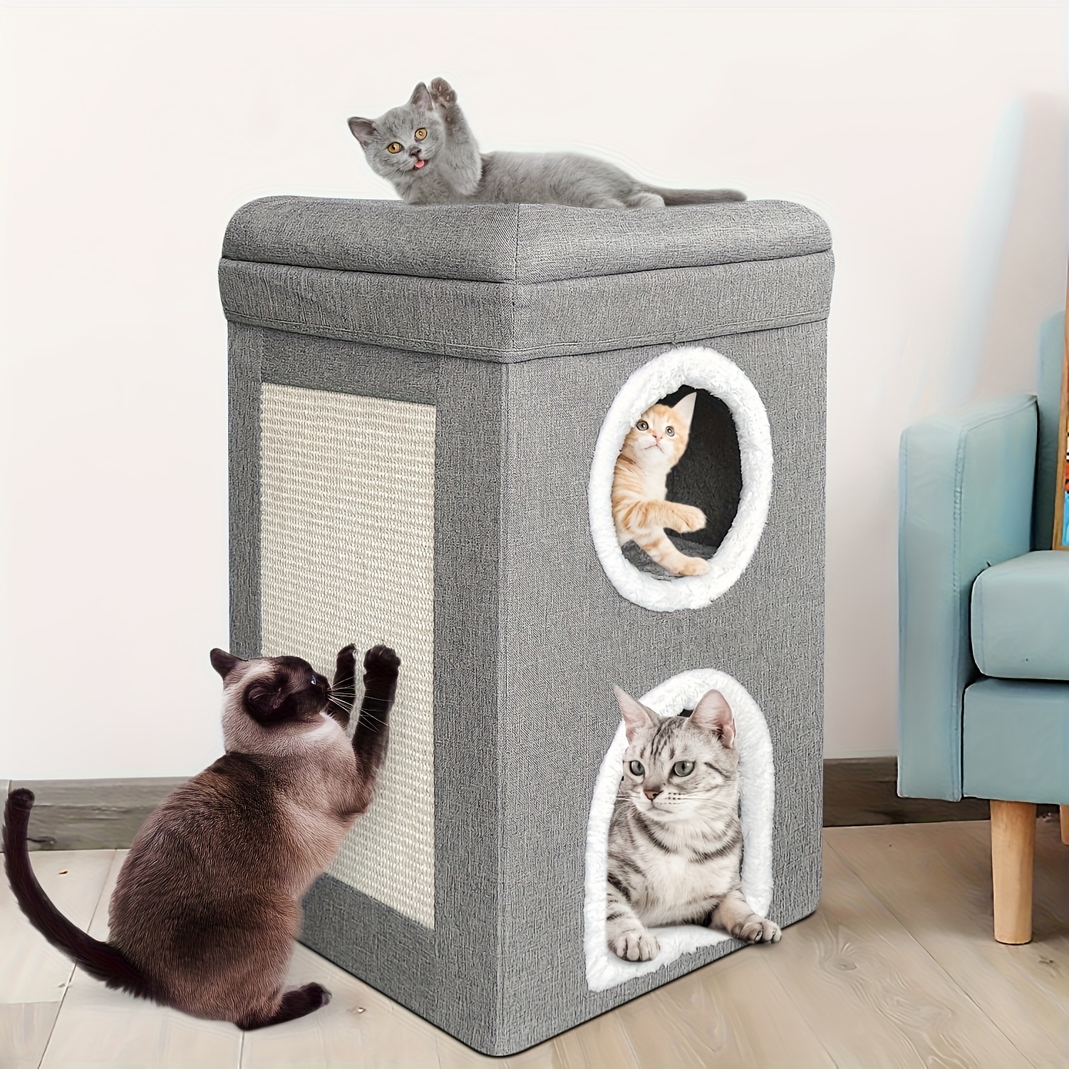 TEMU Cat House Cat Cave Cats 3 Layer Condo Cat Nest Cat Bed With Scratching Board