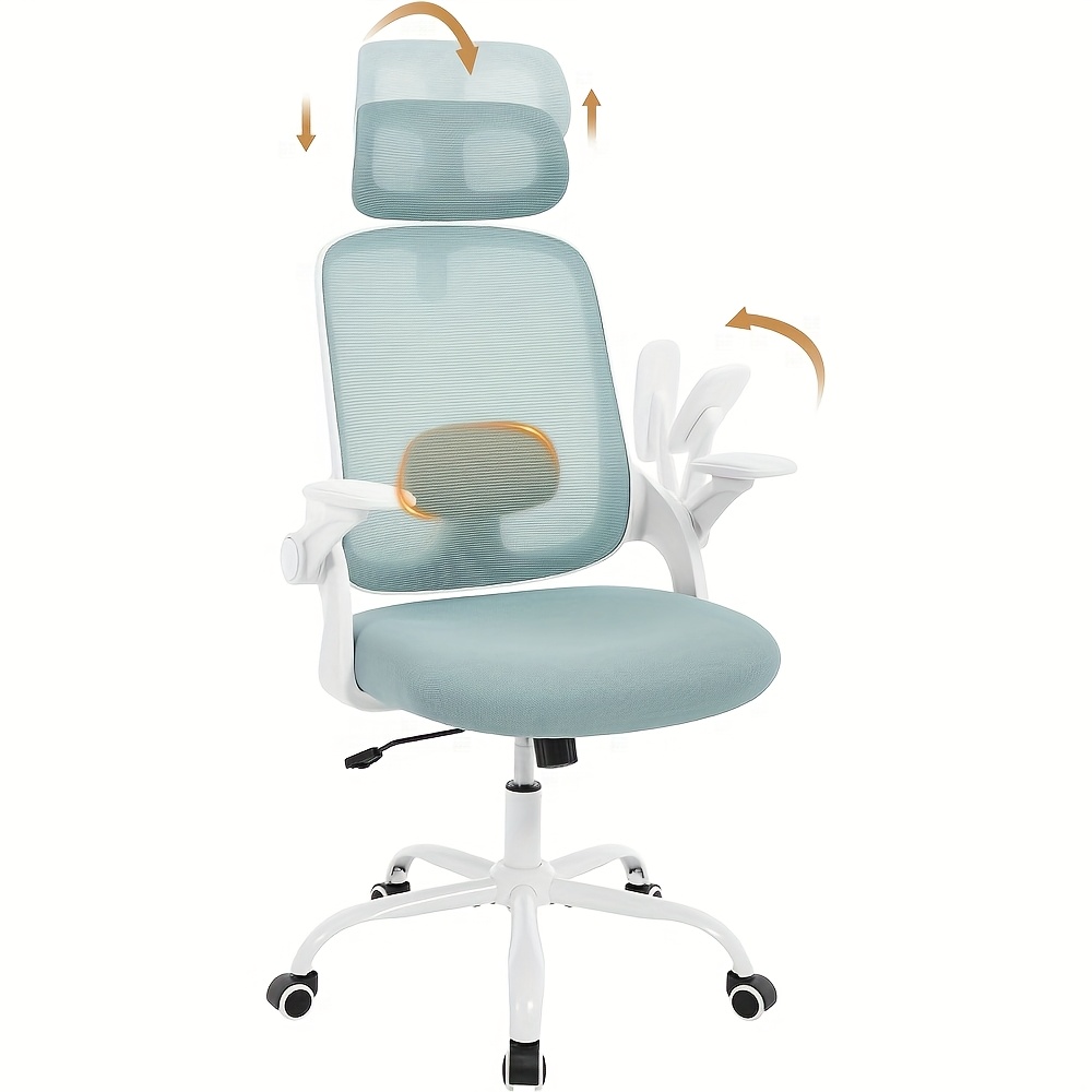 Image of Ergonomic Office Chair, Desk Chair With Adjustable Headrest, Lumbar Support, Rocking Function, Foldable Armrests, Home Office Chair, Work Chair