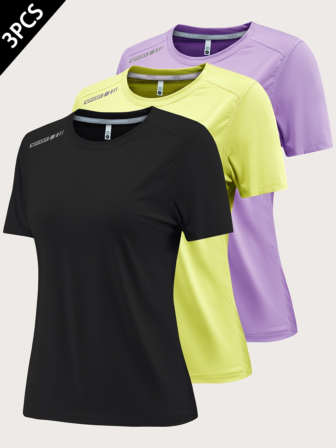 3pcs Set, Women'S Athletic Short Sleeves, Ice Quick-Dry Casual Running T-Shirts, Suitable for Running Exercise, Yoga, Fi