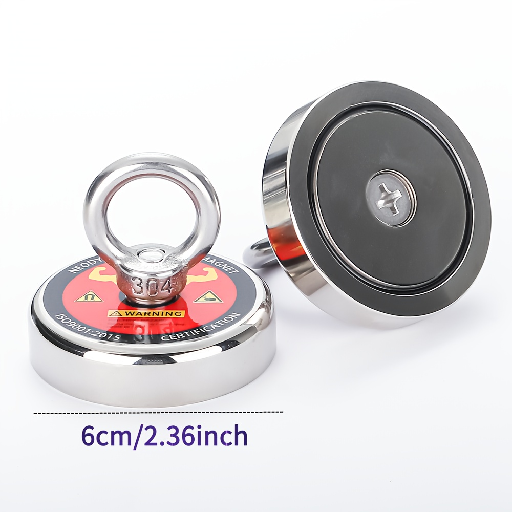Image of 300 Lbs Pulling Force Fishing Magnets, Diameter 2.36inch(60mm), Suitable For River And Magnet Fishing, Neodymium Magnet Set