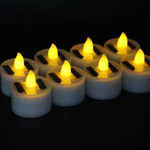 4 6 12 pack solar tea light candles flameless outdoor solar powered flickering light sensors polished plastic for party garden home decor landscape theme toggle switch solar nickel battery 500mah