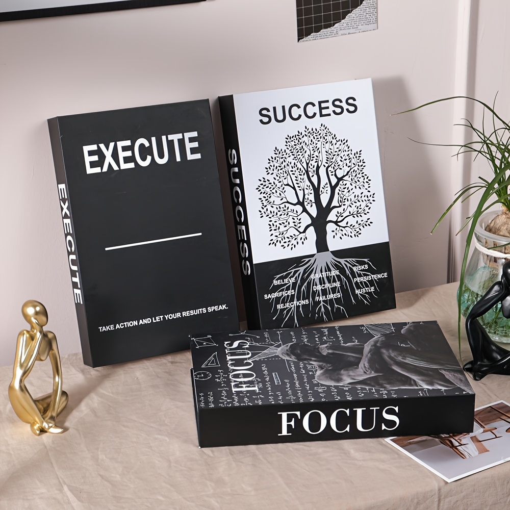 

3pcs Motivational Book Set For Decor - Modern Desk And Bookshelf Accents, Women And Men's , Ideal For Holidays