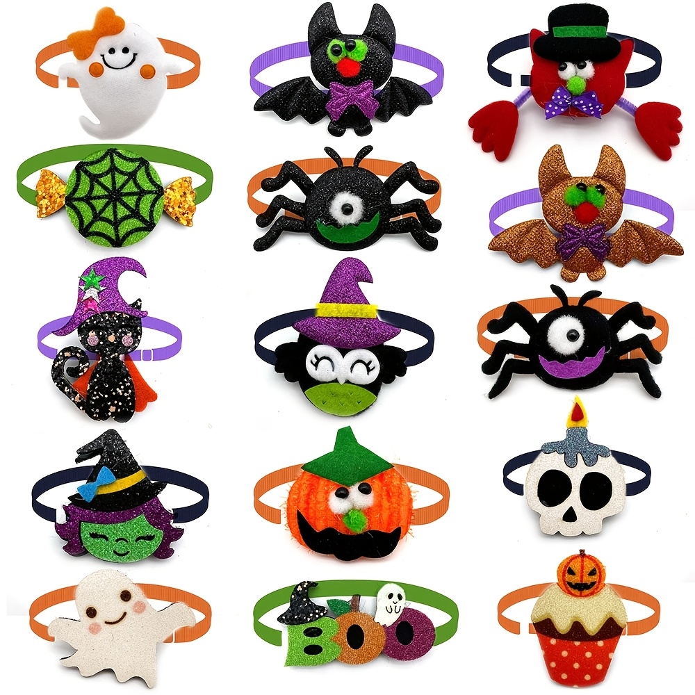 TEMU 8pcs Halloween Dog Bow Tie Small Dogs Bow Tie Pumpkin Pet Bowtie Supplies Dog Grooming Additions