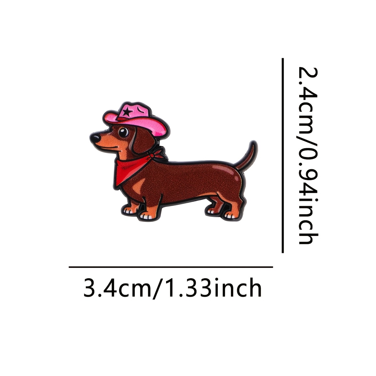 Pink Cowboy Hat Dachshund Pin with Silicone Back Buckle