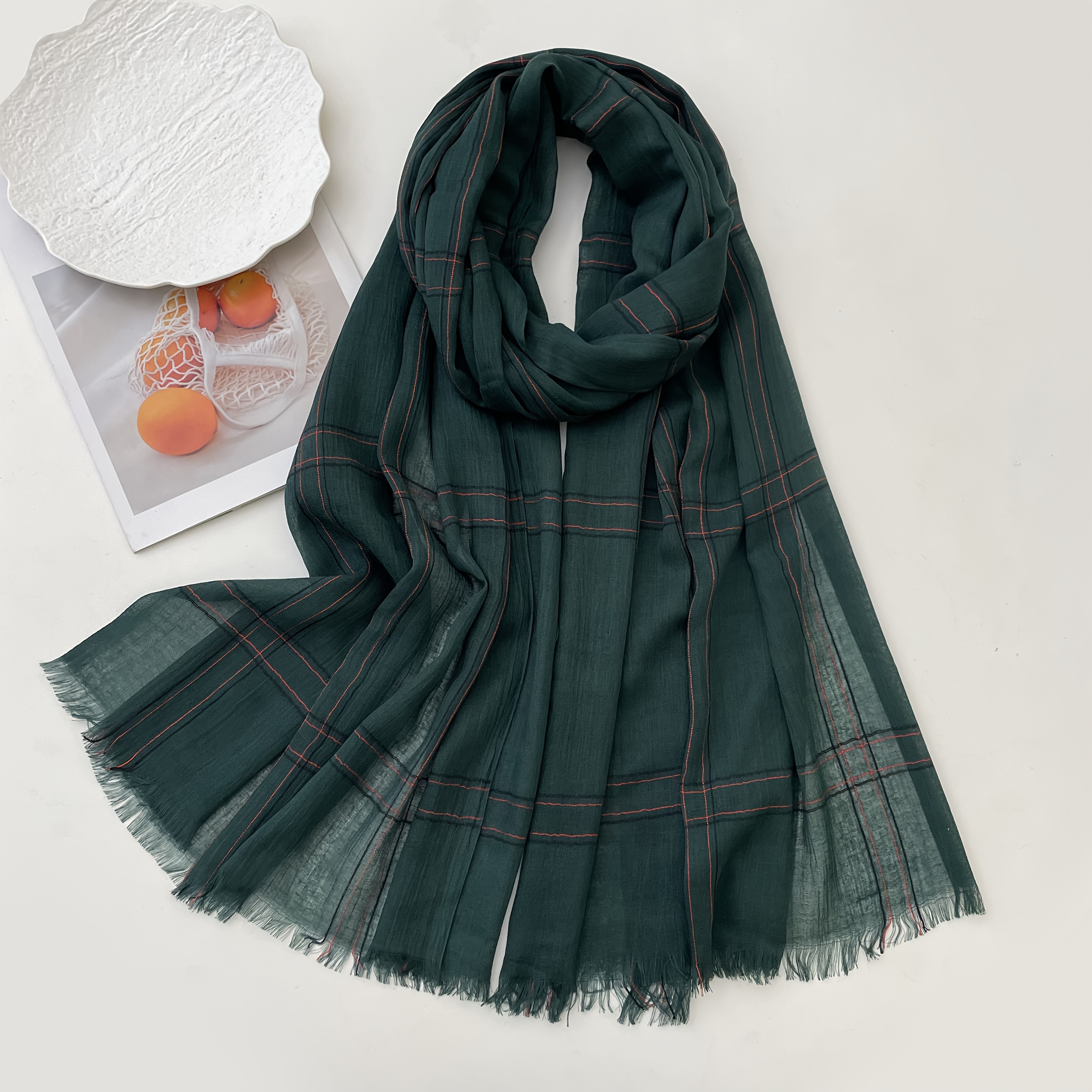 TEMU This Vintage-style Fringe Scarf Is A Versatile Artistic Shawl. Made From Soft, Breathable Fabric With Excellent Drape, It Light And Comfortable
