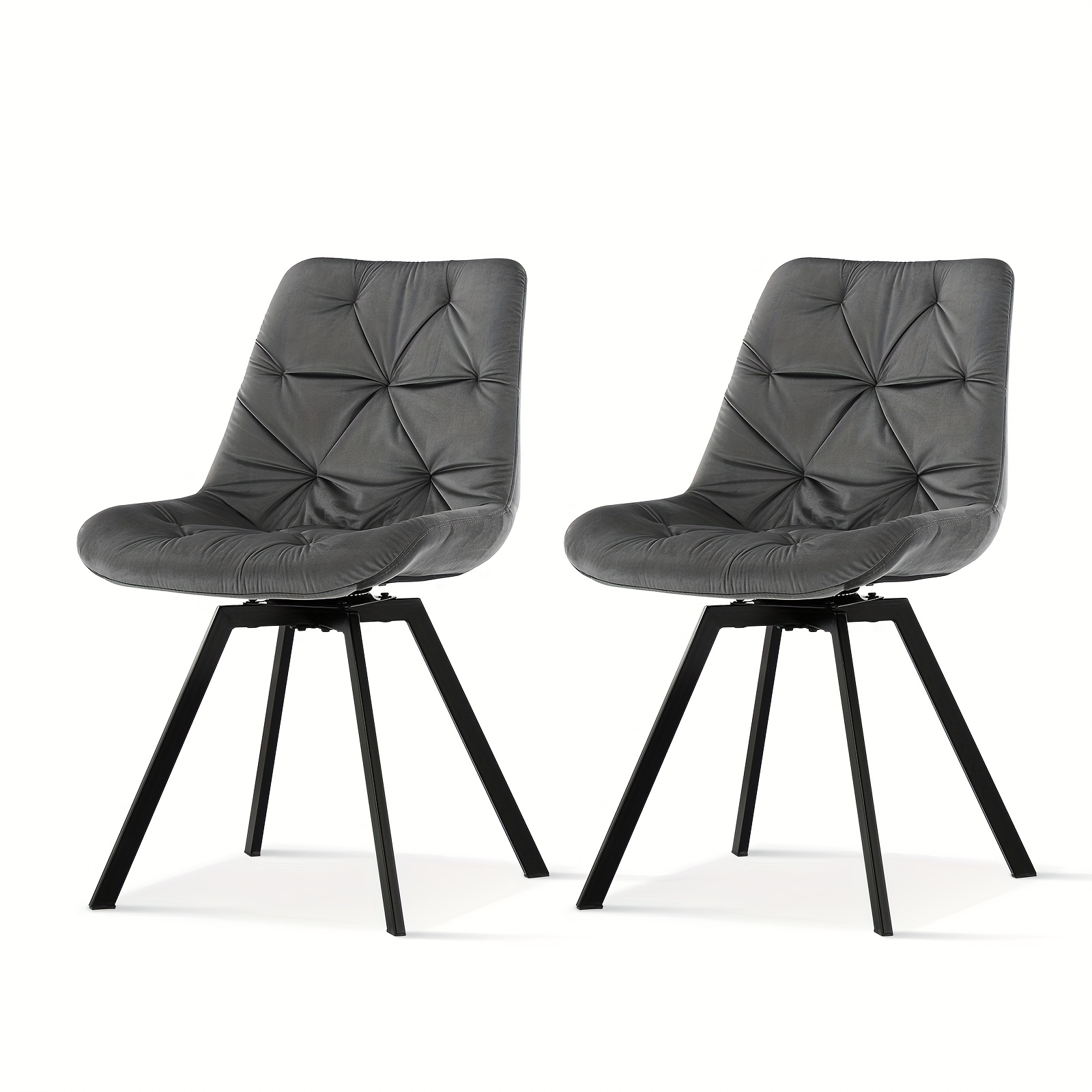 Swivel Dining Chairs Set Of 2 Velvet Upholstered Seat Desk Chairs With Backrest And Metal Legs, Modern Kitchen Tub Chairs For Home Office Living Room Lounge Bedroom