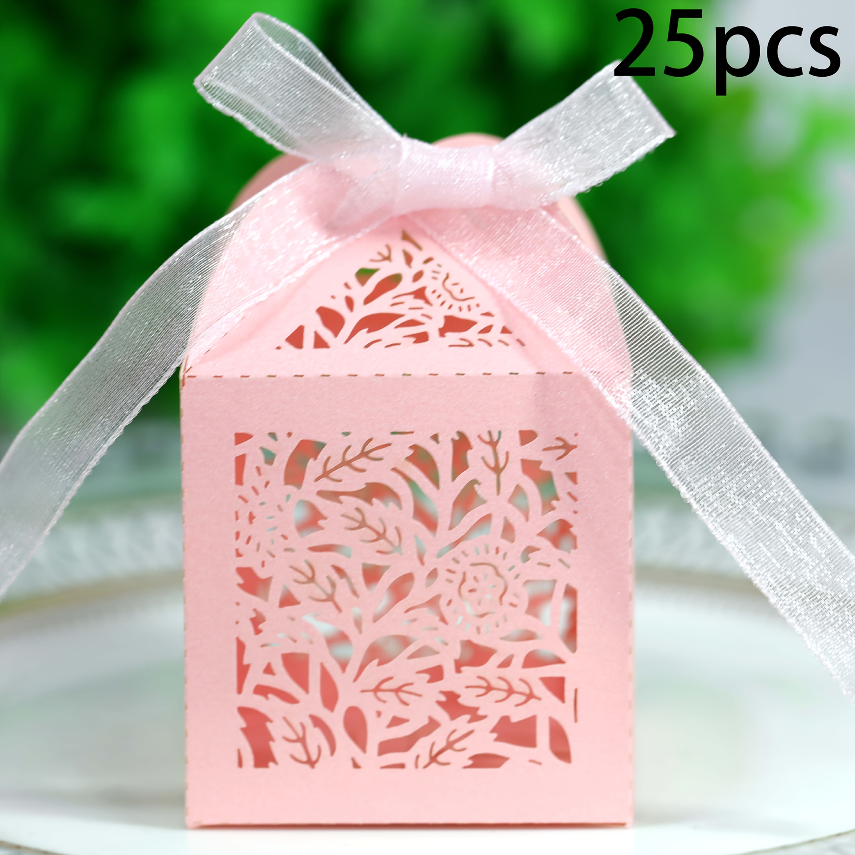 E-shop 25 Stück Laser-geschnittene Blattförmige Süßigkeiten- & Schokoladenboxen mit Gitterdeckel – Ideal für Hochzeiten, Geburtstage, Partys – Elegante