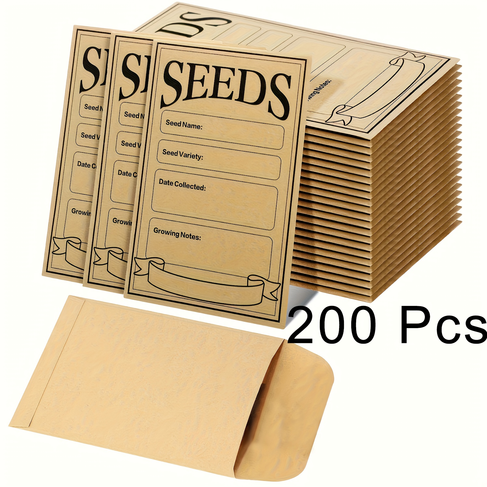 TEMU 49/50/100/200pcs Mini Enveloppes Marron pour Graines, 8 X 12 Pouces, Sacs de Graines Refermables, Enveloppes de Stockage Sec et Anti-Humidité