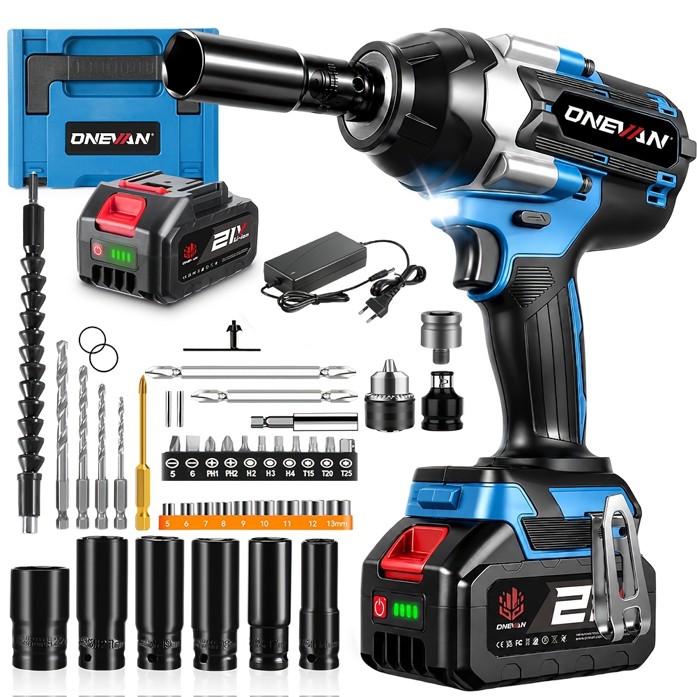 1800 N.m Brushless Electric Impact Wrench, 1/2-inch Screwdriverless Drill Set, 3 Adjustable Suitable For Automotive Repair, Furniture And Scaffolding Installation, Compatible With Onevan Batteries.