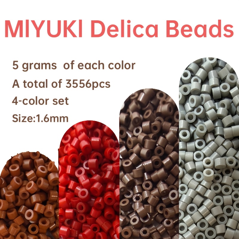 TEMU di colori , Perline MIYUKI Delica, Set a 4 colori, Totale 3556 pezzi, 889 pezzi per , Materiale in vetro, Dimensione: 1.6Mm/0.063pz, 5G/0.176Oz
