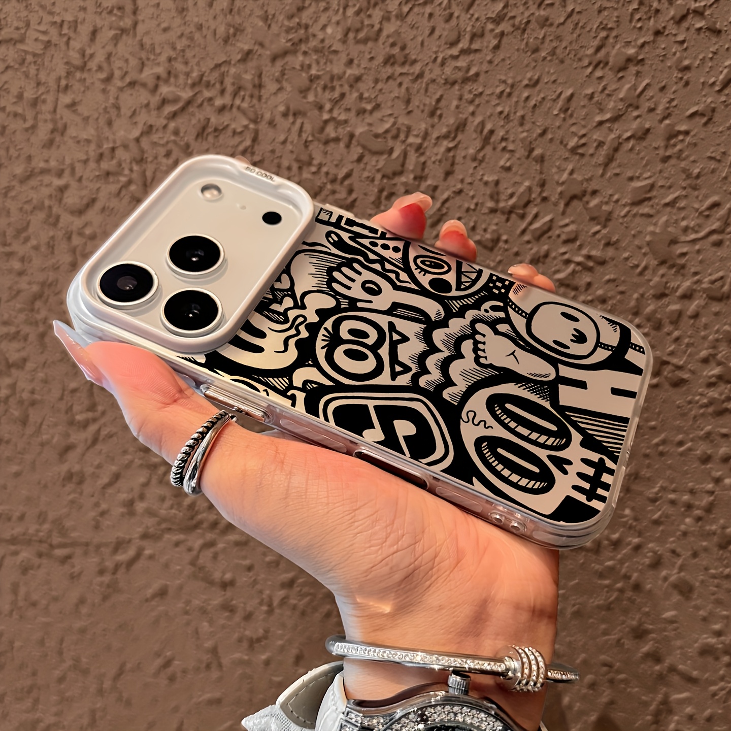 TEMU Phone Case - 1pc Graffiti Pattern Laser Tpu Full Coverage Anti-drop Protective Soft Case Suitable For Iphone 18/17/16/xr/11/12/13/14/15 Pro