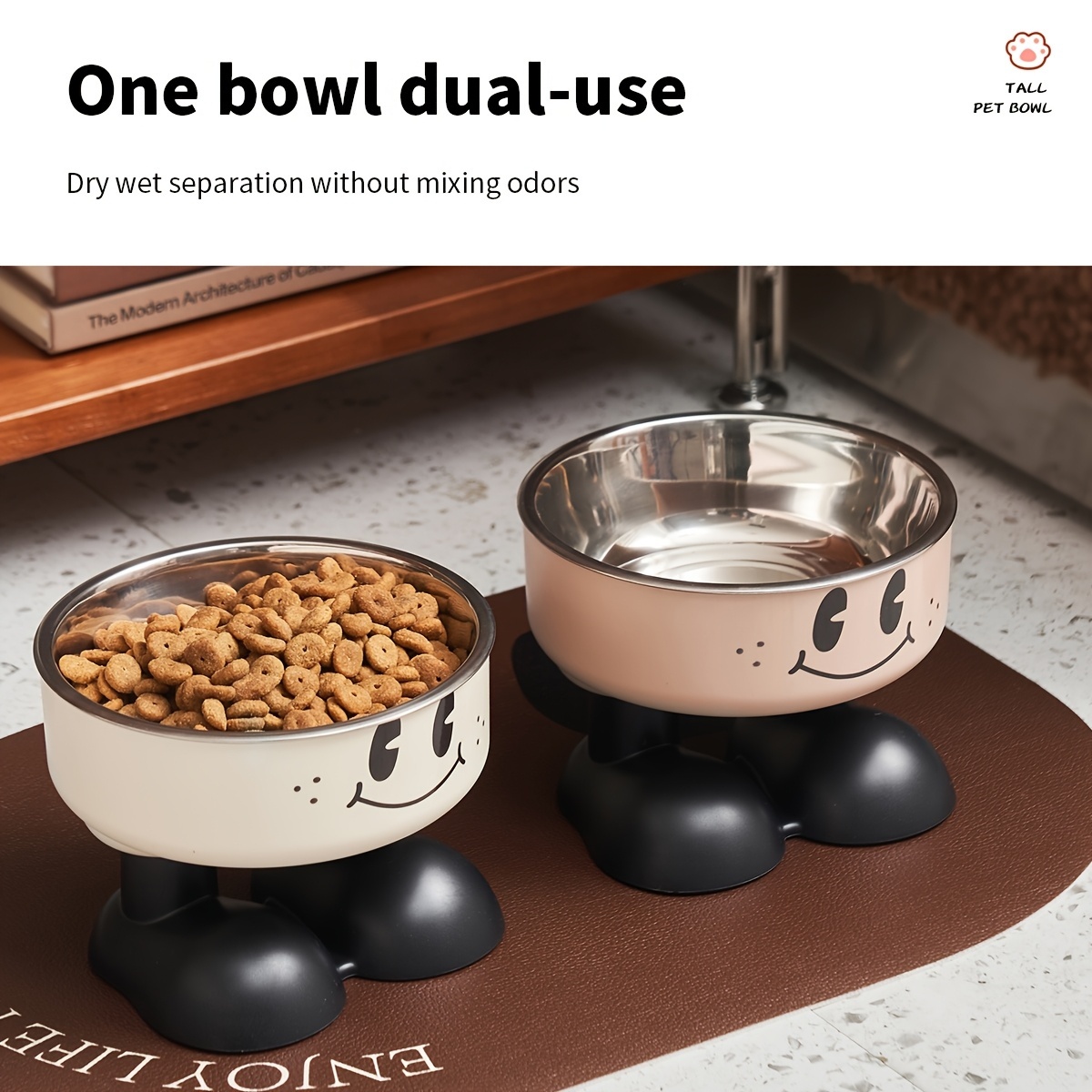 elevated stainless steel pet bowl anti tip non slip high   food and water dish for kittens and puppies Product details 5