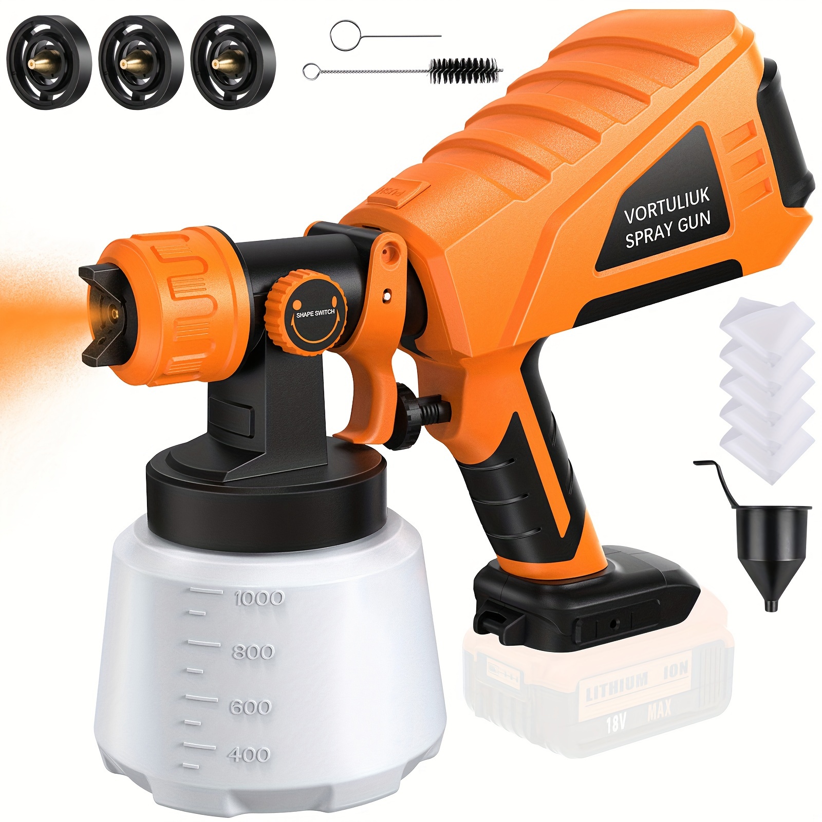 

1 Set Cordless Paint Sprayer, For 20v Max Battery Operated, Portable Hvlp Paint Sprayer, For Home Interior And Exterior House Paint Furniture (battery Not Included)