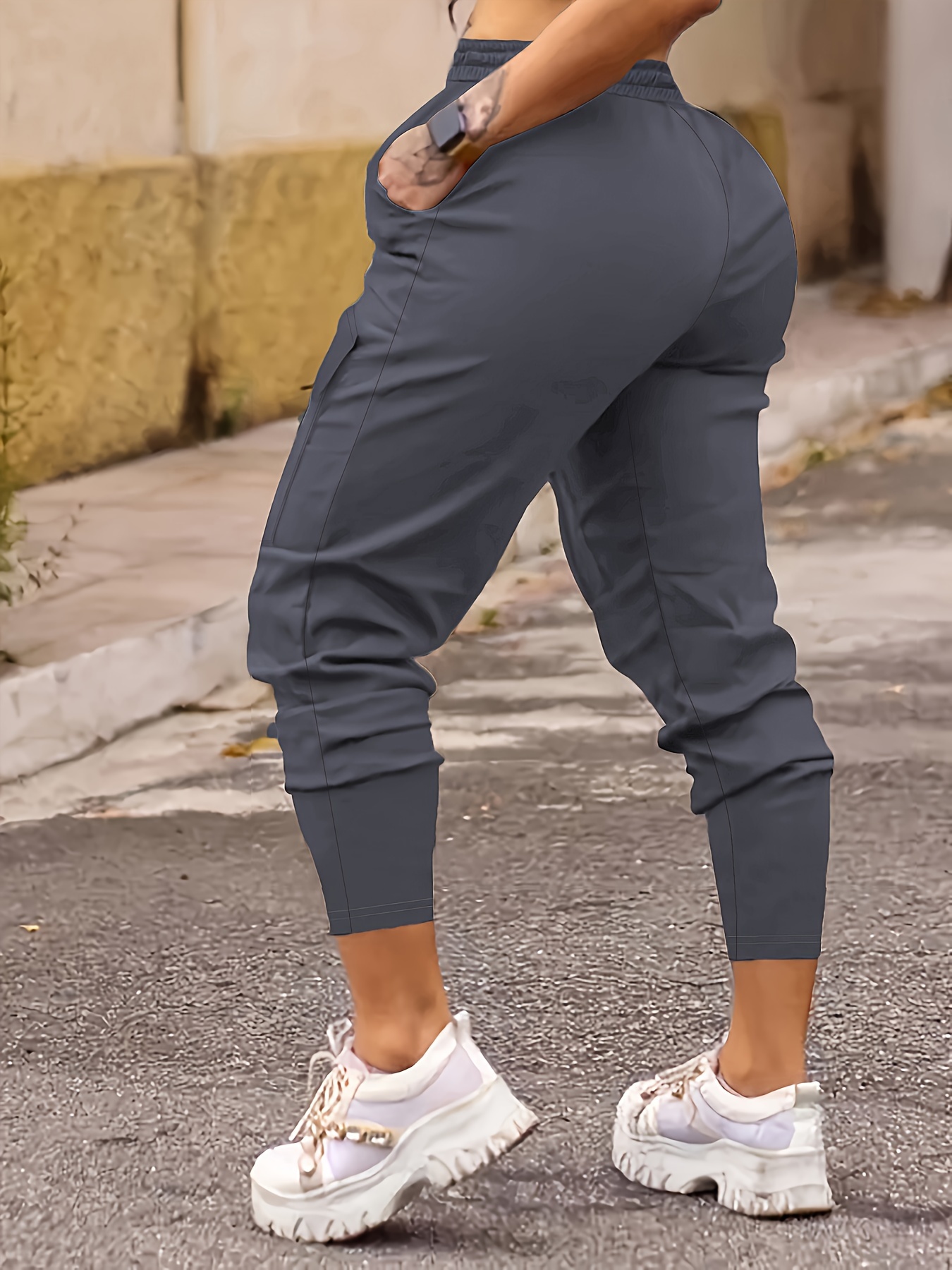 Ladies Drawstring Sweatpants High Waisted Cargo Wide Leg Pants Spring and  Fall New Yoga Activewear Leisure Trousers