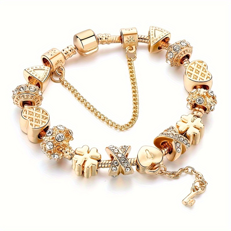 

1 Pc Creative Gorgeous Snowflake Pattern Beads Bracelet Zinc Alloy Jewelry Vintage Elegant Style For Women Daily Dating