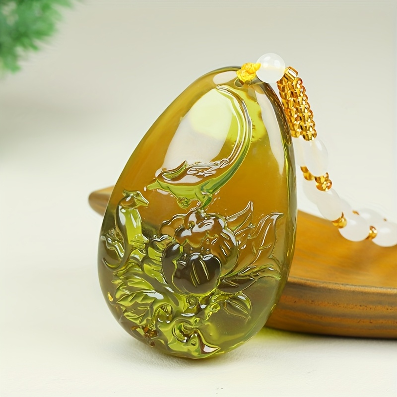 Faux Amber Teardrop Pendant Necklace, Stylish Accessory