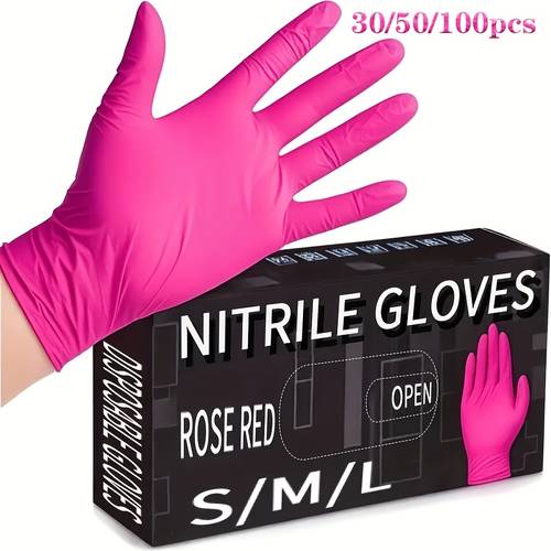 30 50 100 pack disposable nitrile gloves 9 inches long 5g per glove suitable for household cleaning pet care hair dyeing dust free and latex free sizes stylish household cleaning gloves designed for kitchen