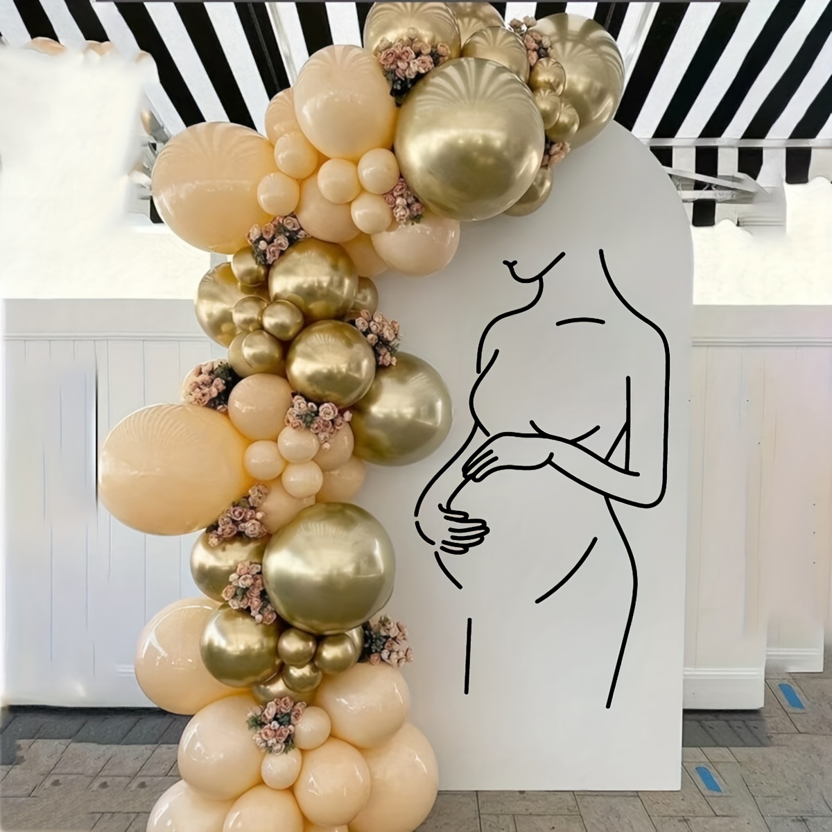 

Elegant Golden Gender Reveal Wall Decal - Pregnant Woman Vinyl Sticker For Home Decor, Birthday Party, And Shower Celebrations, 1pc