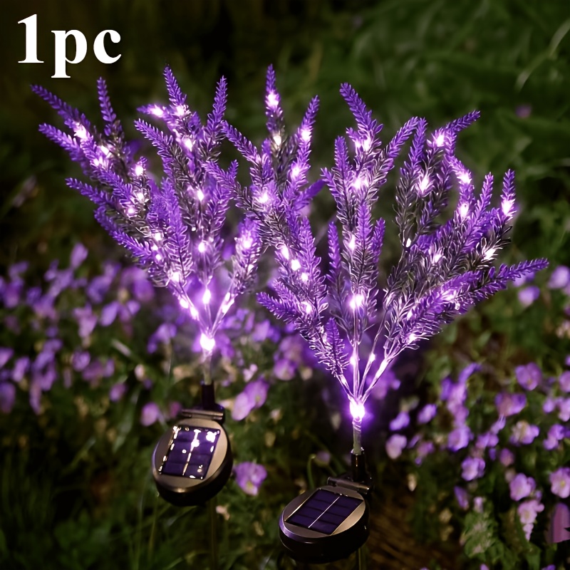 1pc 7-head Purple Lavender Lamp, Ip65 Solar Lighting Purple Lavender Lamp, Garden, Courtyard, Camping, Holiday Decoration Atmosphere Lamp, Gift , Solar Courtyard Decoration, Road Lighting