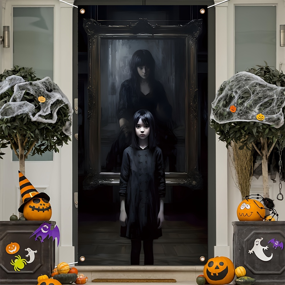 

Happy Banner - Spooky Horror Design, Polyester, Indoor/outdoor Front Door Decor, Home For Party & Event