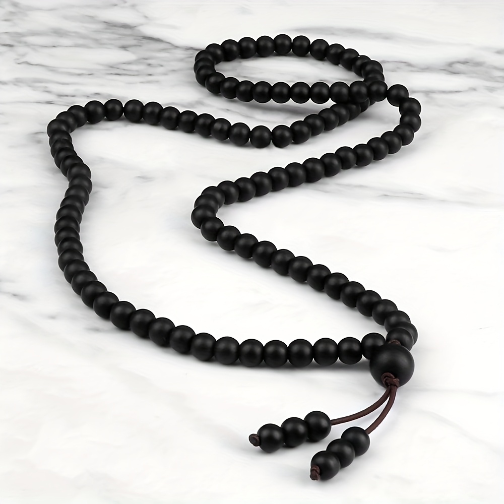 Image of A Single Necklace Made Of 108 Black Stone Beads, Each Measuring 6mm, Suitable For Anyone And Wear Or As A Christmas Present