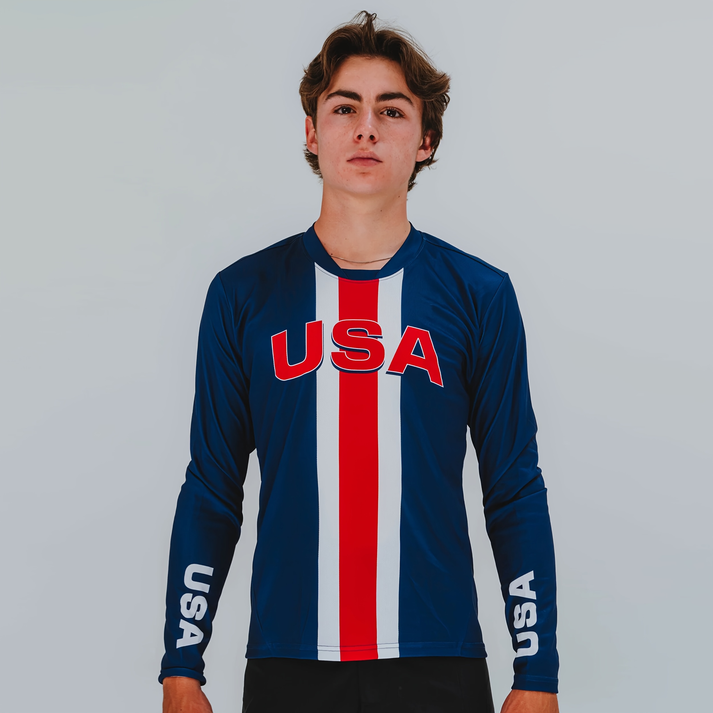 mens quick dry breathable motorcycle gear usa striped long sleeve loose fit for downhill off road racing