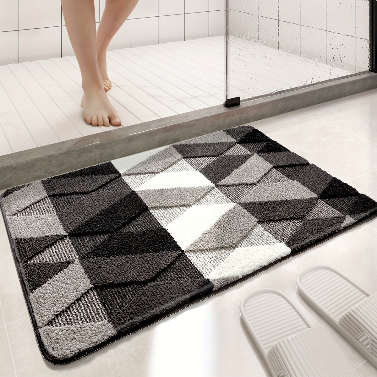 

1pc Bathroom Rug Mat, Extra Soft Absorbent Bath Rug, Non-slip Comfortable Bath Mat For Bathroom Floor, Sink, Bathtub, Shower Room