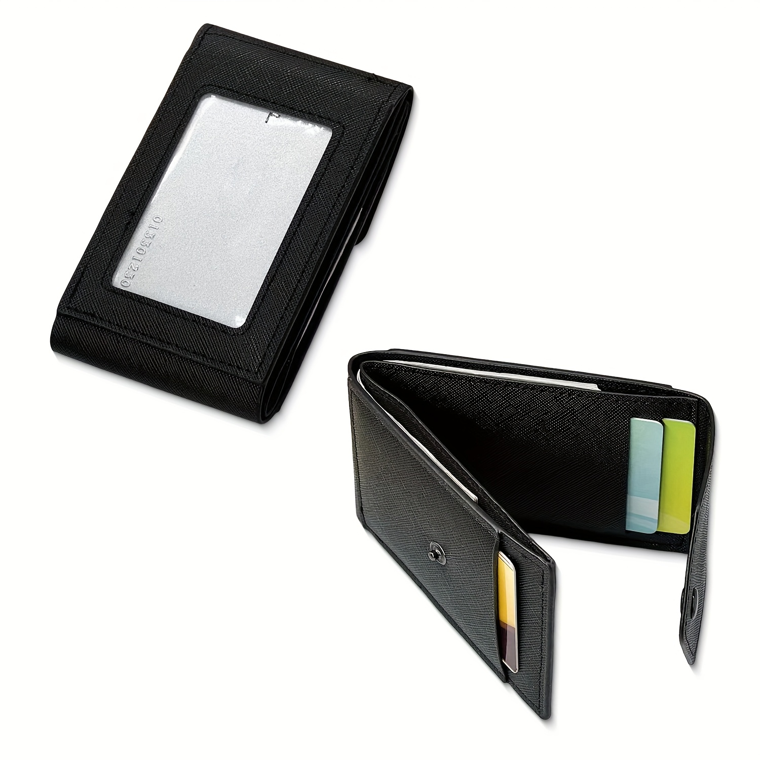 Image of Multifunction Pocket Card Wallet, Men's Slim Mini Wallet With Id Window, For Everyday Essential Thanksgiving Gifts Christmas Gifts Halloween Gifts