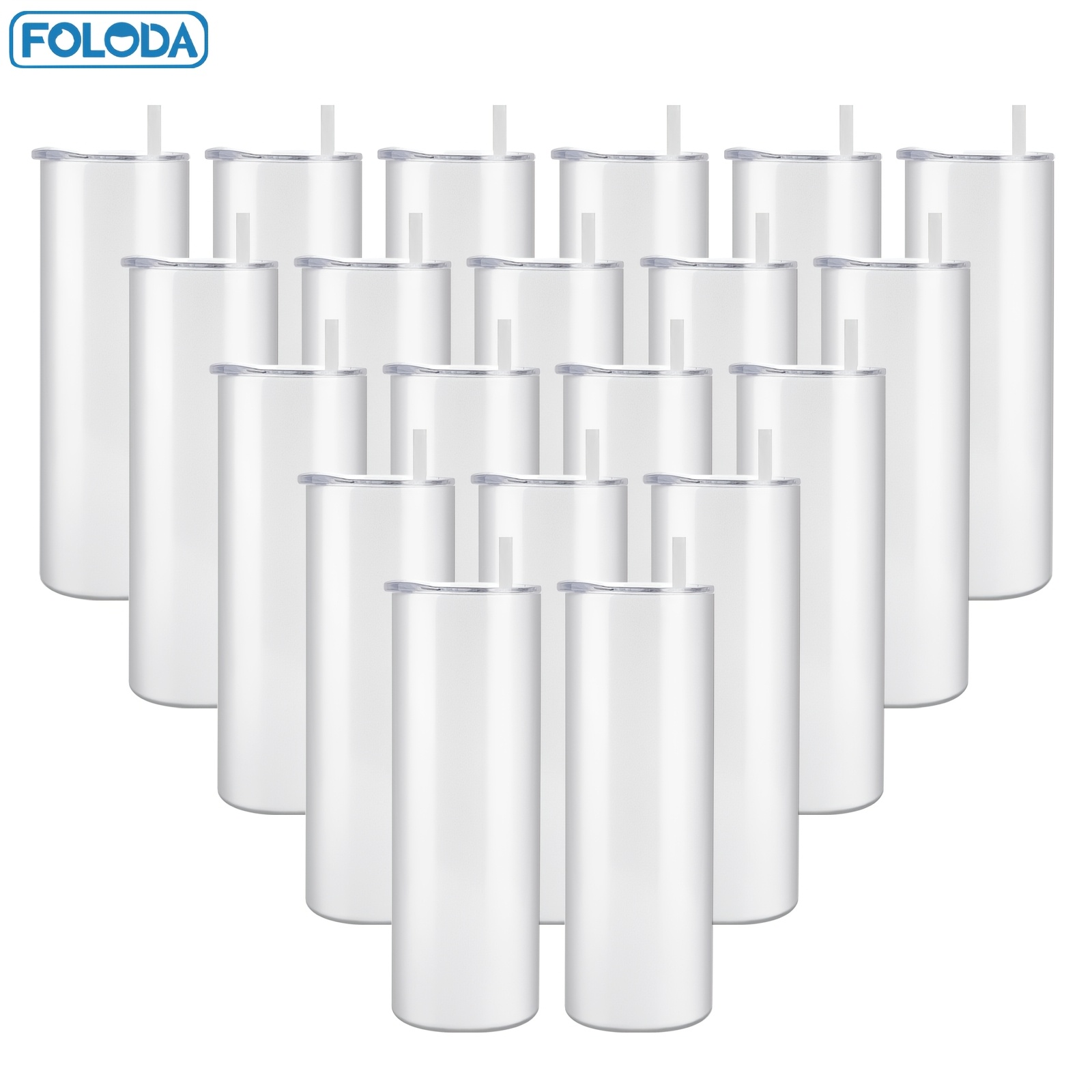 20pcs 20oz Sublimation Tumblers Bulk, Straight Insulated Stainless Steel Cups With Lids & Straws, Gifts For Christmas, Mother's Day, Birthday, Support Sublimation & Heat Press