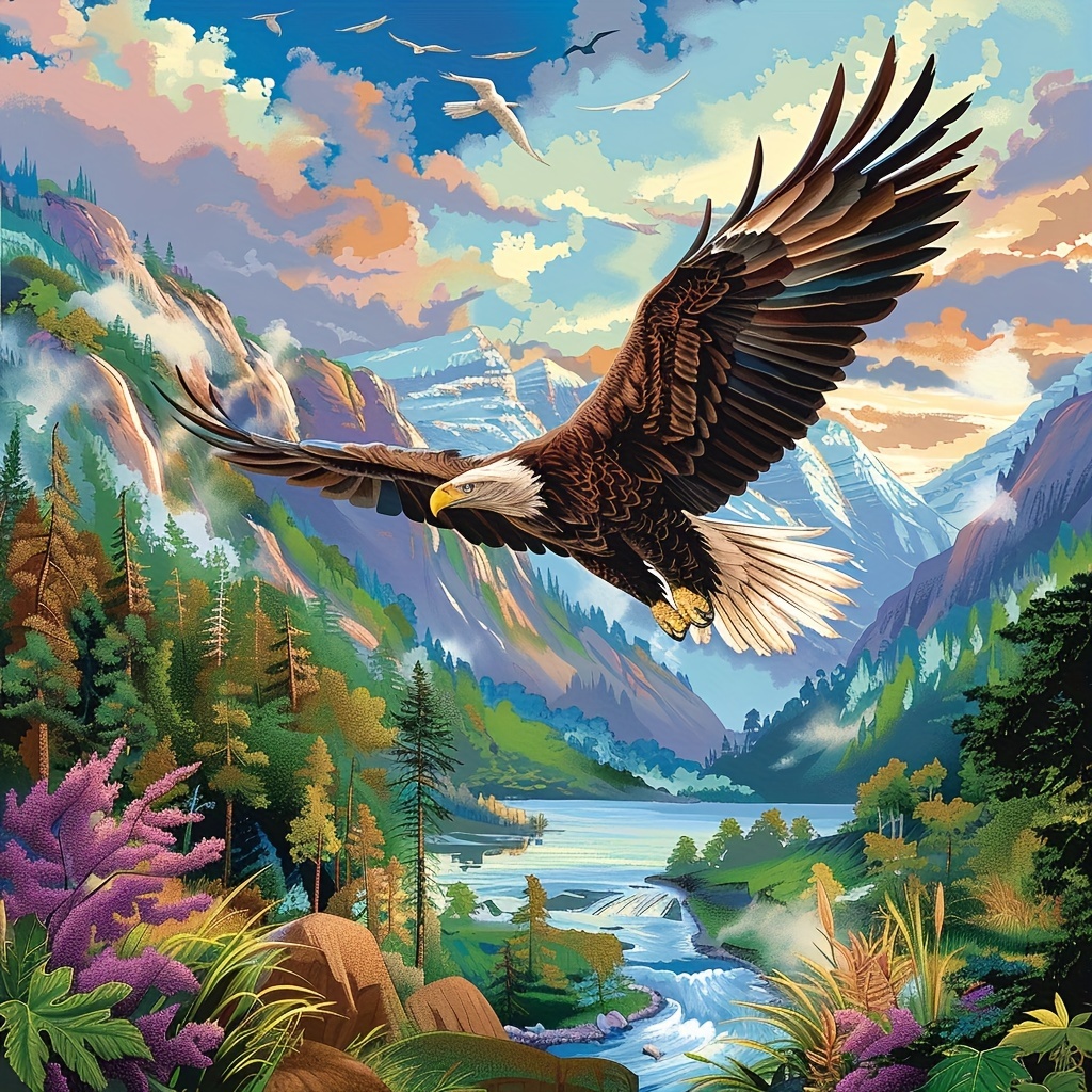 

1pc Large Size 40x40cm/15.7x15.7in Without Frame Diy 5d Artificial Diamond Art Painting Eagle, Full Rhinestone Painting, Diamond Art Embroidery Kits, Handmade Home Room Office Wall Decor