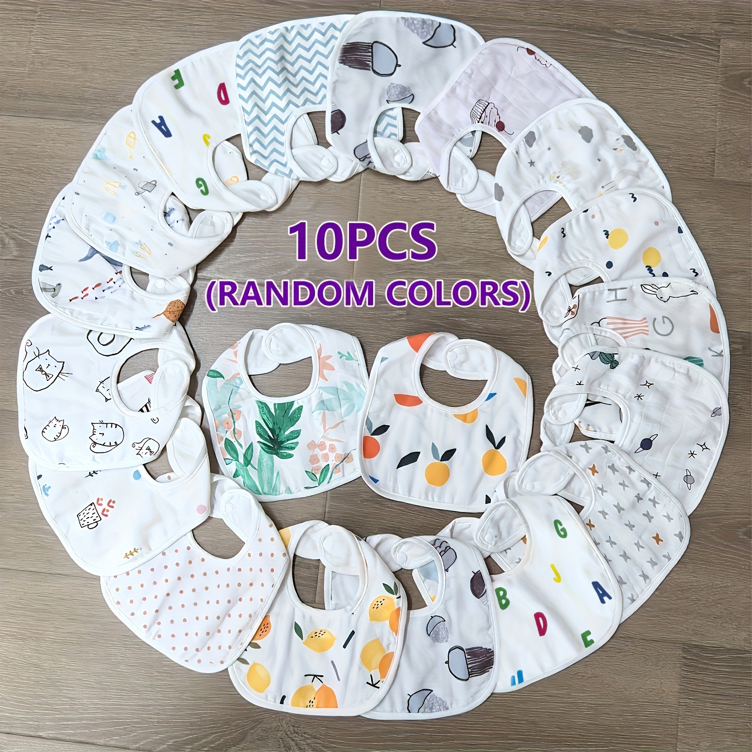 Image of 10pcs Random Floral Pattern Gauze Bibs, Baby Drool Bibs, Kids Feeding Bibs, Cute Design Suitable For Girls And Boys (random Floral Pattern)