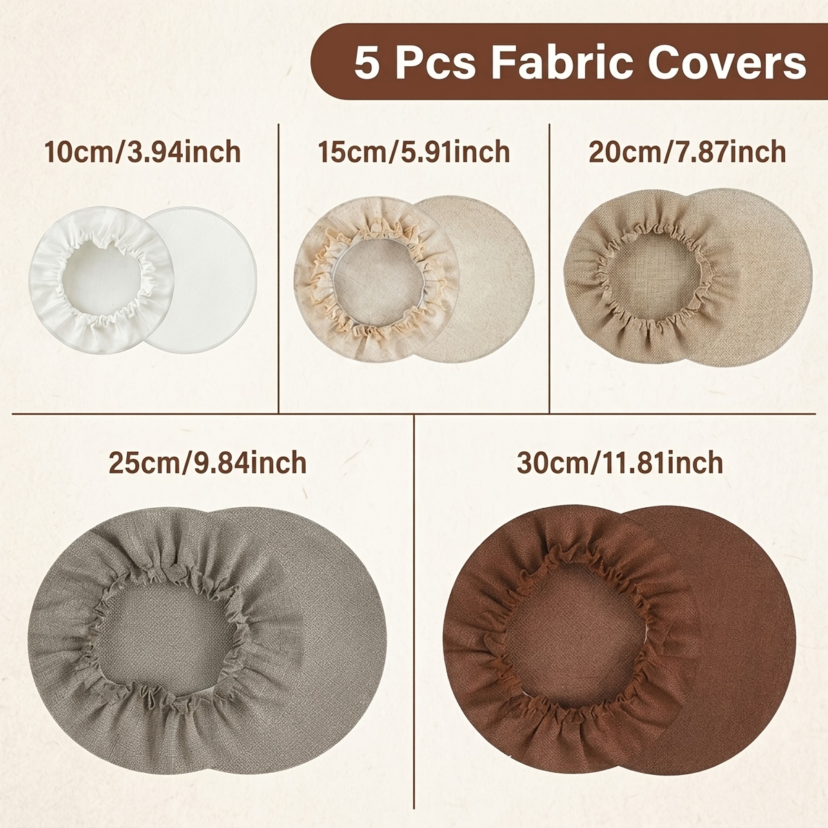 TEMU 5pcs, Reusable Cloth Bowl Covers, Solid Color Reusable Fabric Bowl Covers, 100% Polyester, Linen Texture, Elastic Edges For A , Ideal For