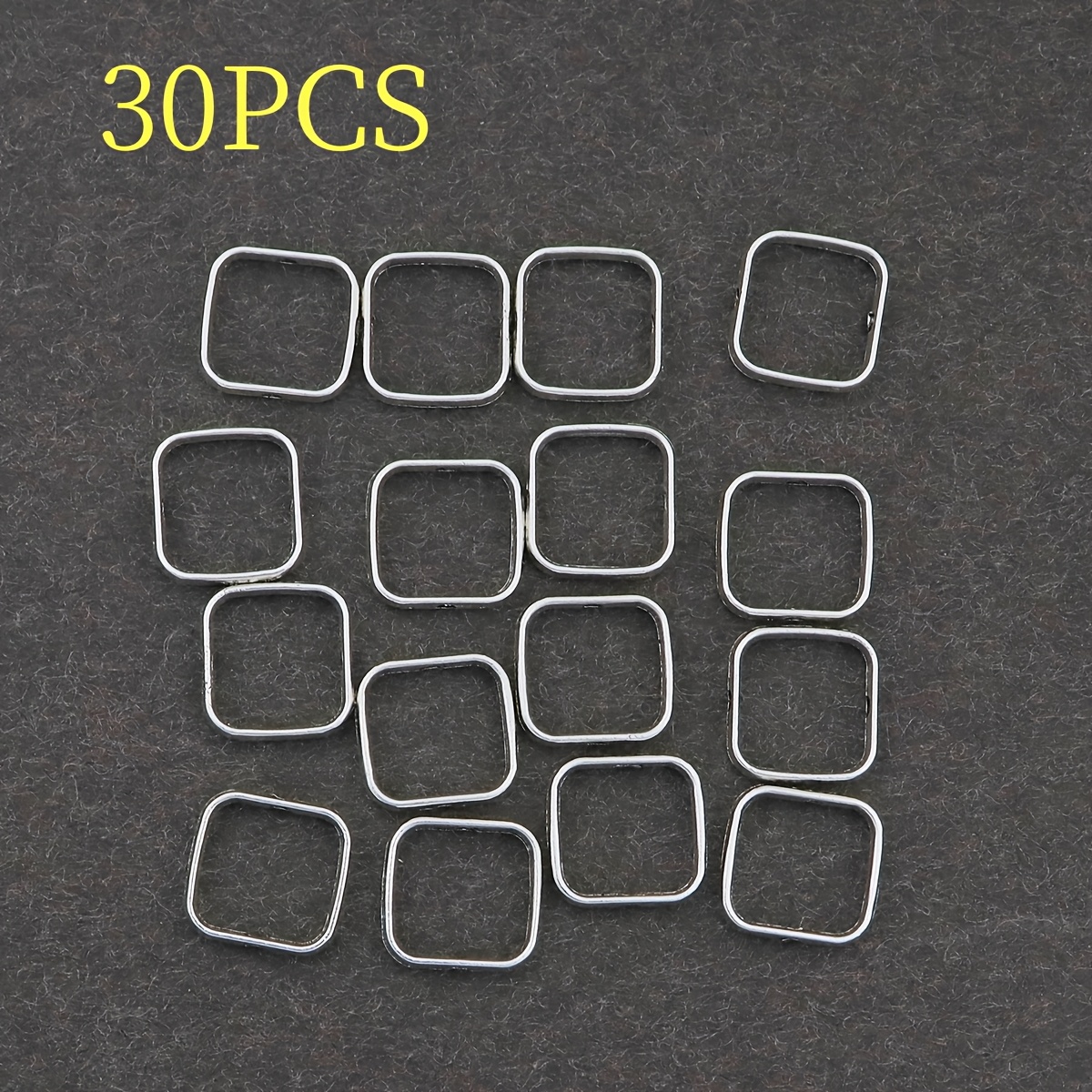 TEMU 30pcs Square Bead Frames, Alloy Spacer Beads, Suitable For Necklace, Bracelet, Earring, And Pendant Production - Spacer Beads And Hole Connector Accessory Materials