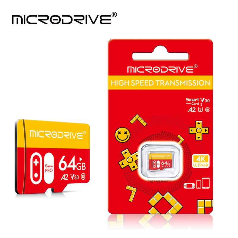 TEMU Microdrive Red And Yellow Game Storage Card, A Storage Device Suitable For Mobile Computers. It Comes In Of 32gb, 64gb, 128gb. It Features Fast
